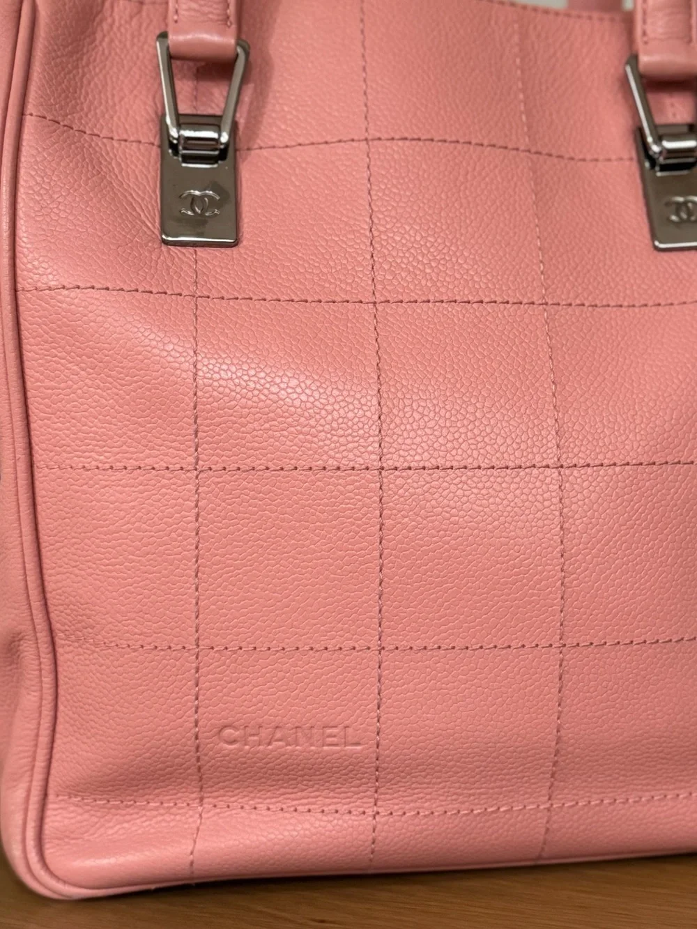 CHANEL Pink Quilted Leather Bag